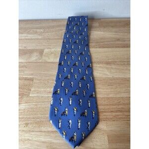 Vintage Beaufort Tie Rack Silk Tie Blue Golfers Golf Motif Sports Novelty